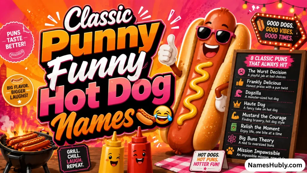 Classic Punny Funny Hot Dog Names 🌭😂