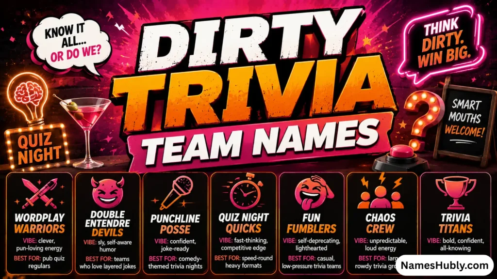 Dirty Trivia Team Names