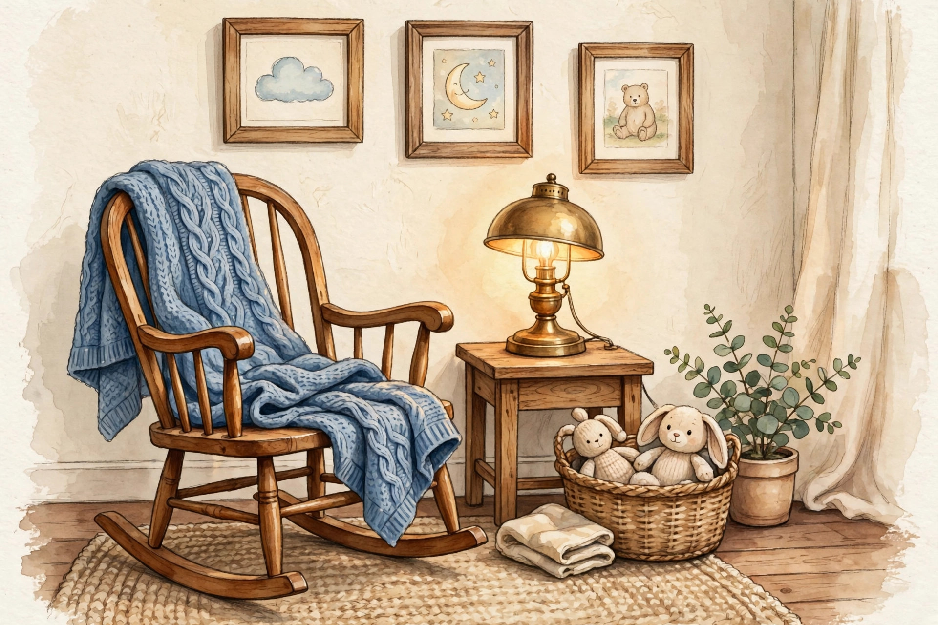 Cozy classic nursery corner representing timeless baby boy names that never go out of style