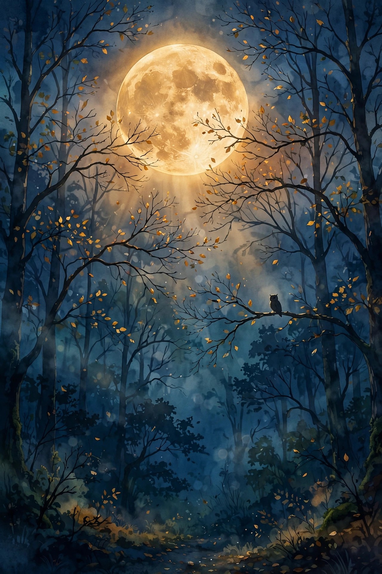 Misty autumn forest under a full moon, nature-inspired fall names