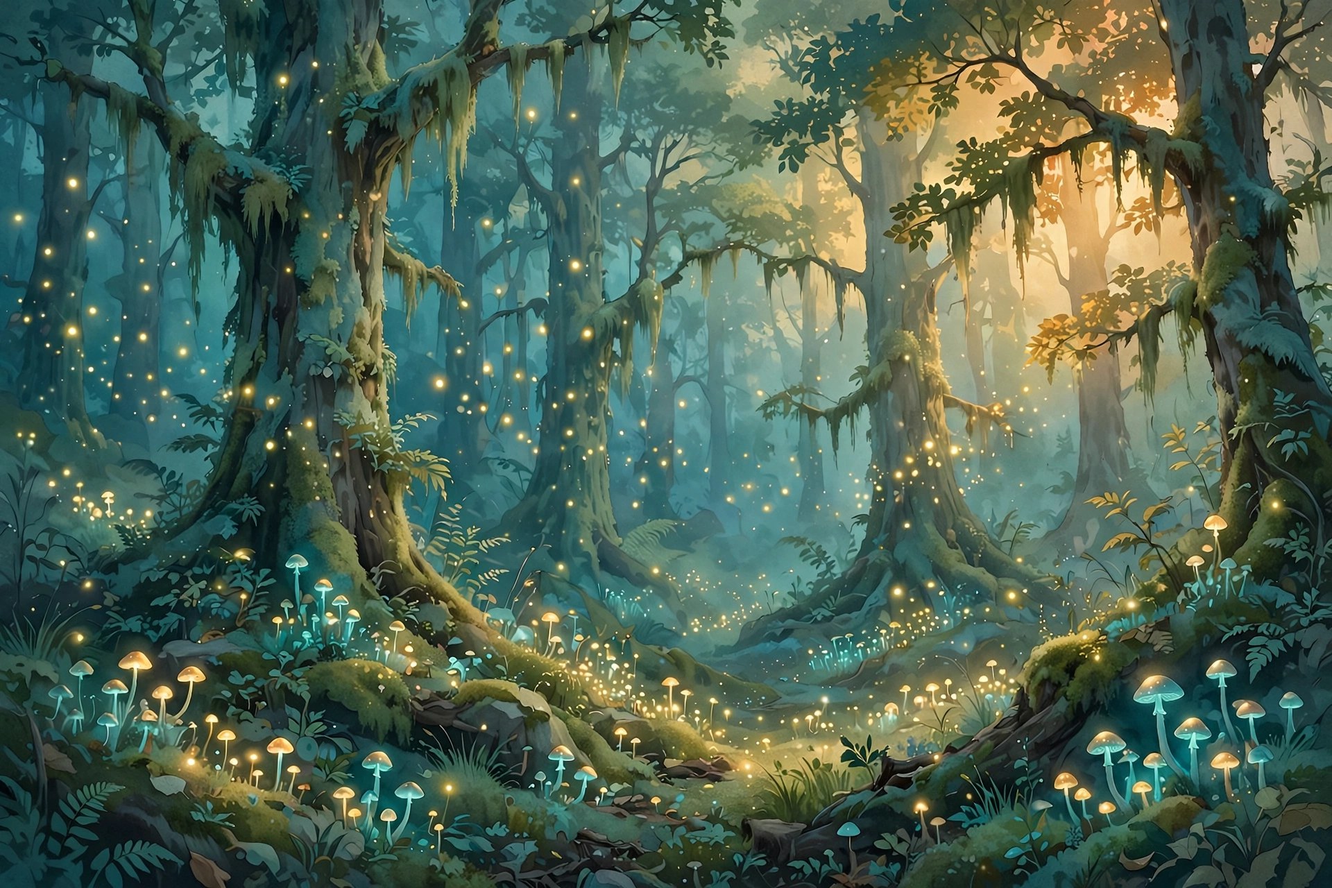 Magical fairy forest with glowing fireflies, dreamy femboy names