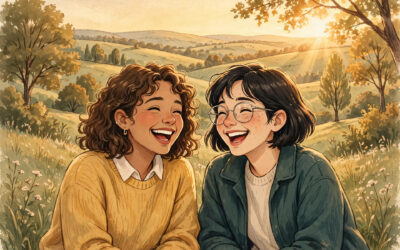 Cute nicknames for best friend - two best friends laughing together under golden sunlight