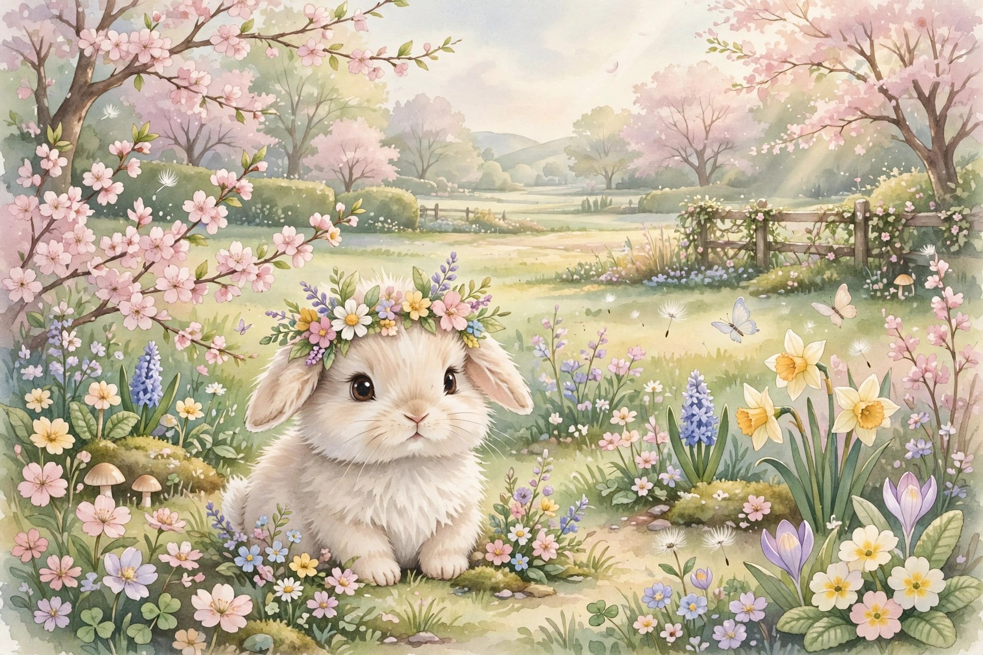 Adorable baby bunny wearing a flower crown, sweet Disney rabbit names
