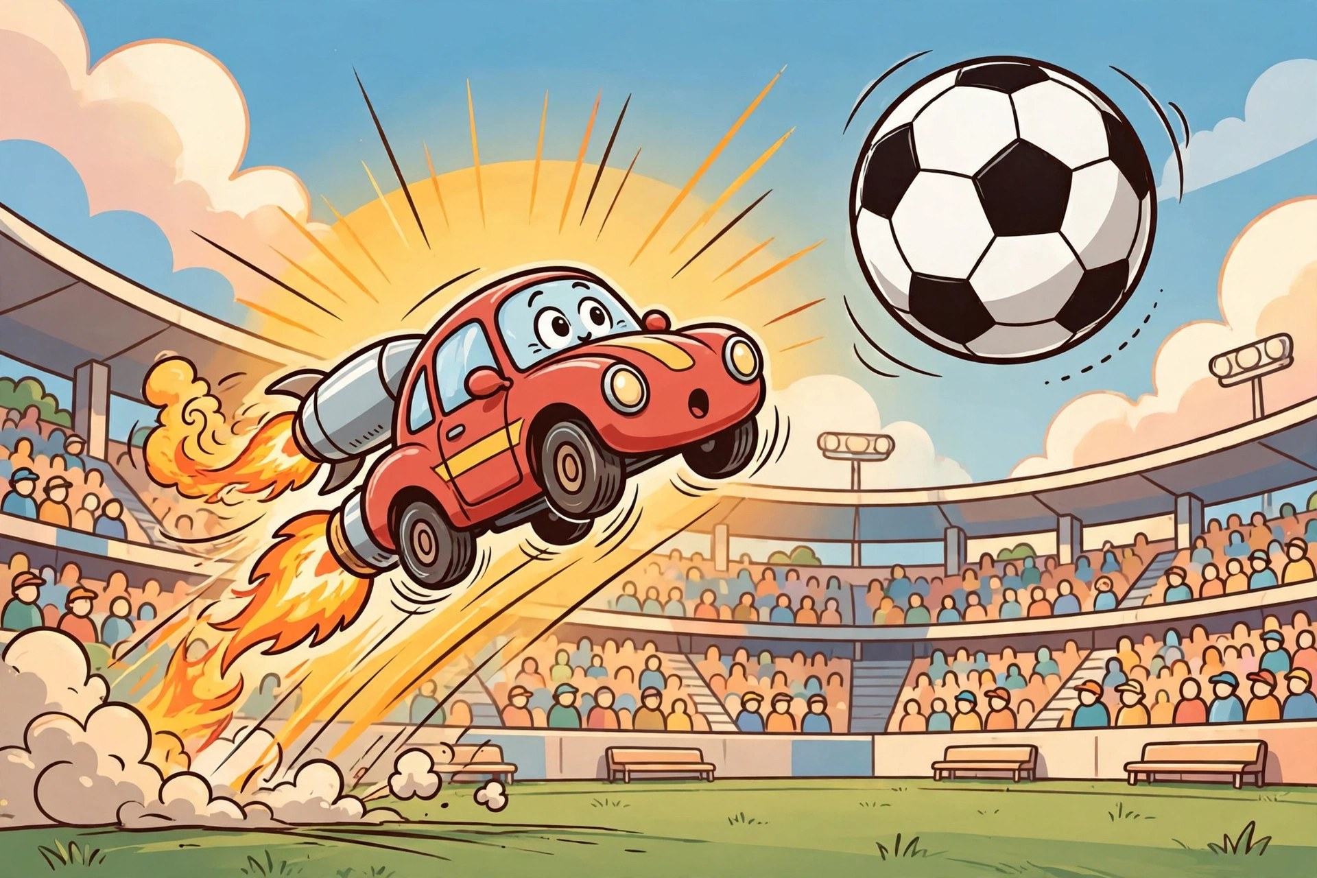 Rocket cars racing toward glowing orange boost pads, boost stealer team theme