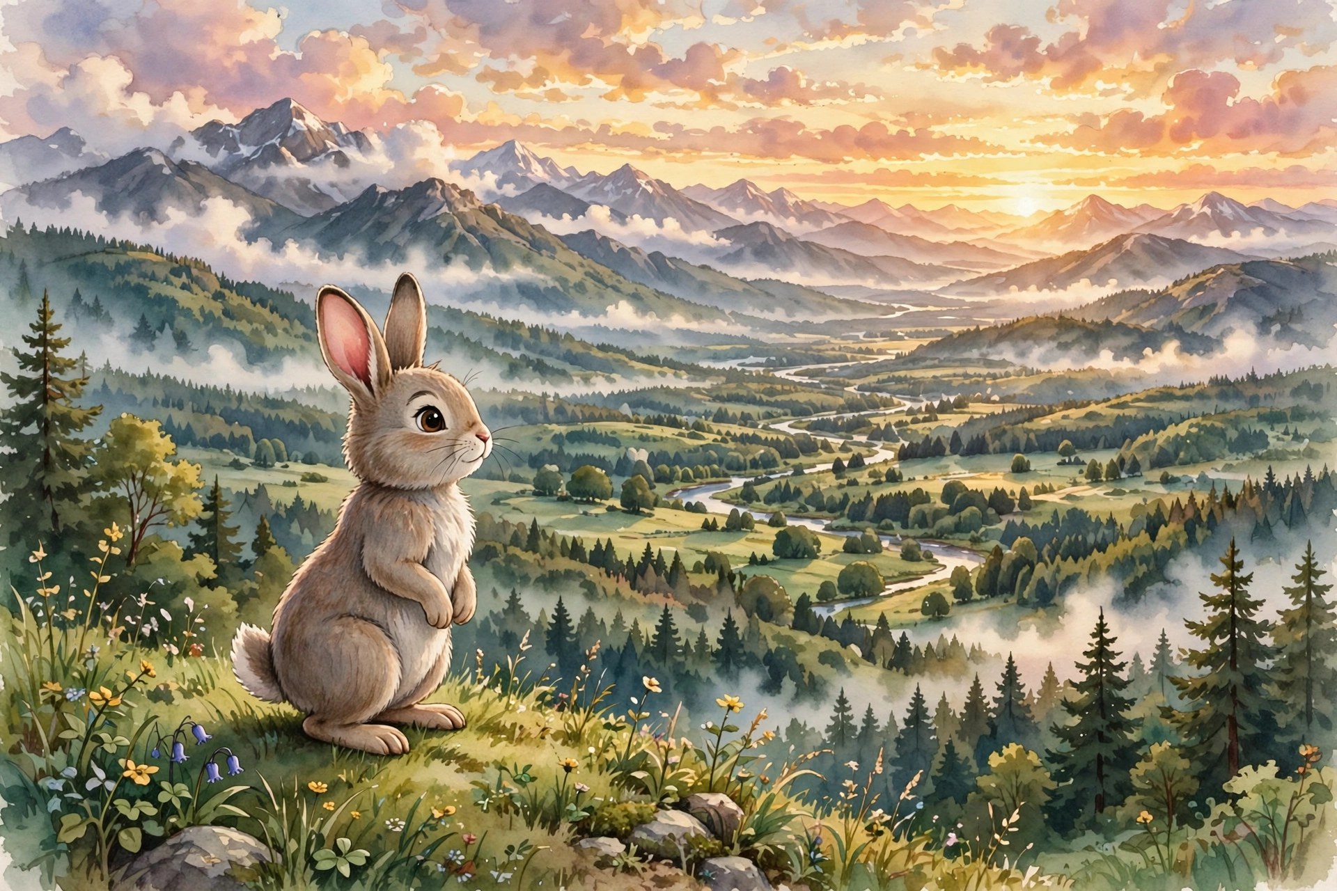 Brave little bunny on a hilltop at sunrise, Disney hero rabbit names