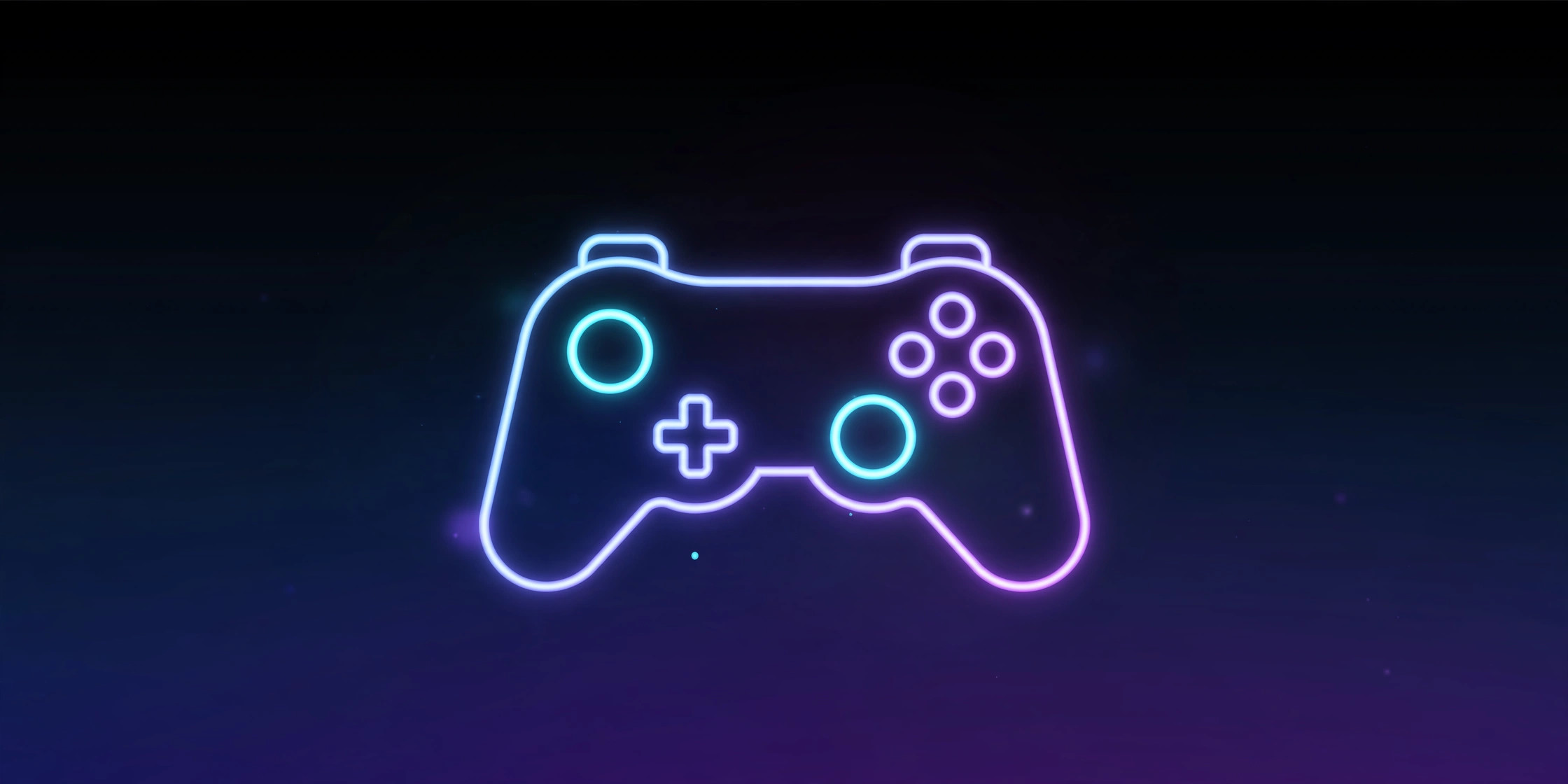 Glowing neon game controller floating on a dark background, for cool one-word gaming names